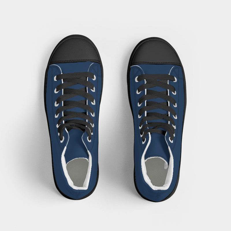 Dark Muted Blue Women's High-Top Canvas Sneakers (IB2-MU-DA) - Top