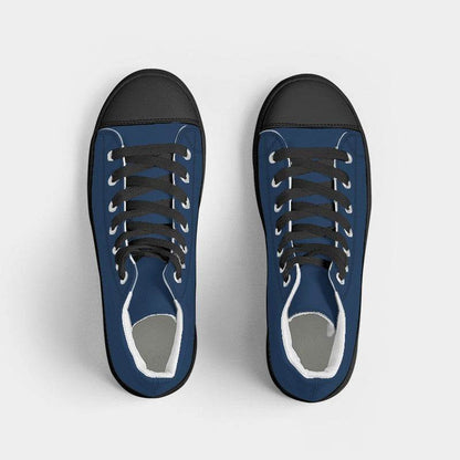 Dark Muted Blue Women's High-Top Canvas Sneakers (IB2-MU-DA) - Top