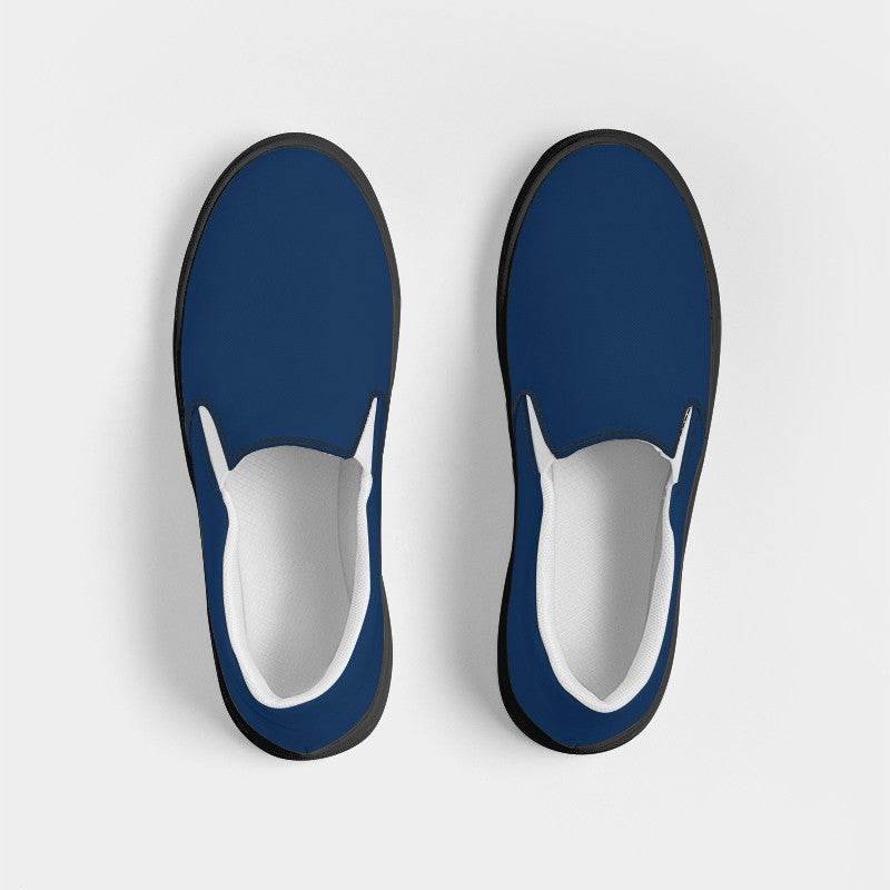 Dark Muted Blue Women's Slip-On Canvas Sneakers (IB2-MU-DA) - Top
