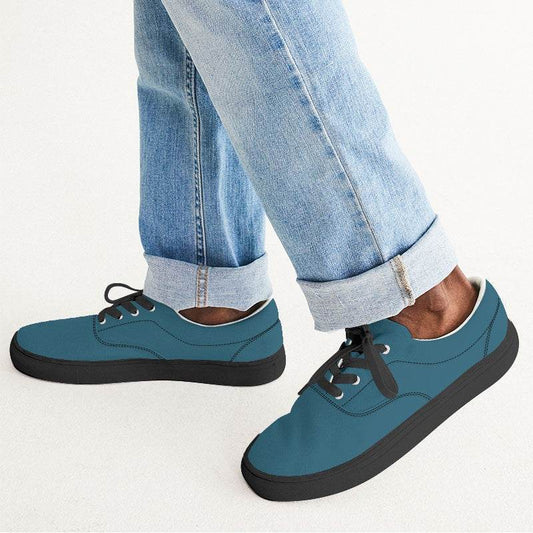 Dark Muted Cyan Men's Canvas Sneakers (BC2-MU-DA) - Man CloseUp
