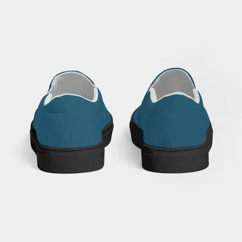 Dark Muted Cyan Women's Slip-On Canvas Sneakers (BC2-MU-DA) - Back