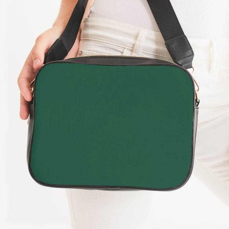 Dark Muted Green Crossbody Bag (BGG2-MU-DA) - Woman Front CloseUp