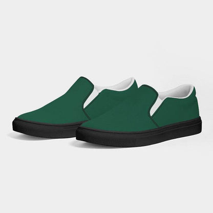 Dark Muted Green Men's Slip-On Canvas Sneakers (BGG2-MU-DA) - Side 3