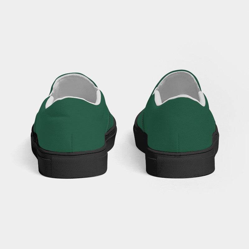 Dark Muted Green Women's Slip-On Canvas Sneakers (BGG2-MU-DA) - Back