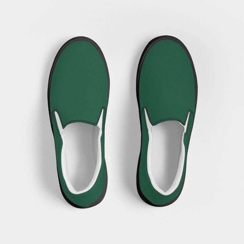Dark Muted Green Women's Slip-On Canvas Sneakers (BGG2-MU-DA) - Top