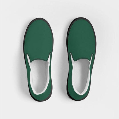 Dark Muted Green Women's Slip-On Canvas Sneakers (BGG2-MU-DA) - Top