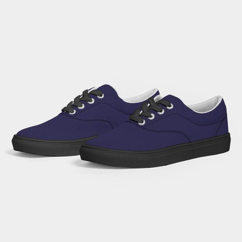 Dark Muted Indigo Men's Canvas Sneakers (PUI2-MU-DA) - Side 3