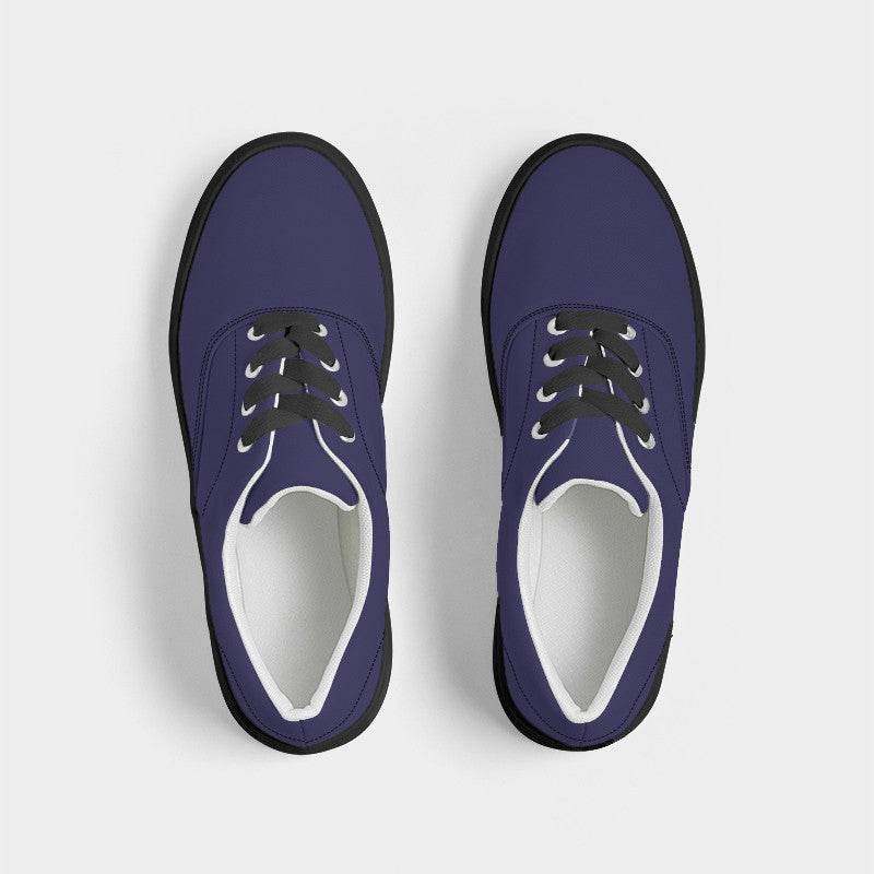 Dark Muted Indigo Men's Canvas Sneakers (PUI2-MU-DA) - Top