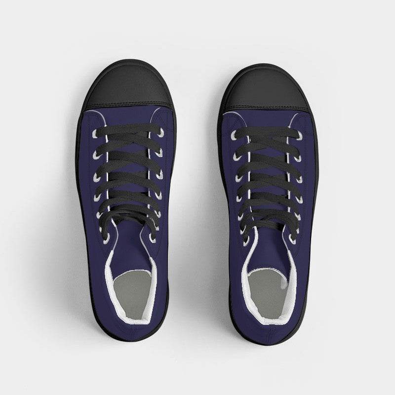 Dark Muted Indigo Women's High-Top Canvas Sneakers (PUI2-MU-DA) - Top
