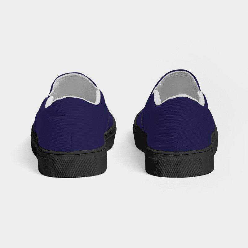 Dark Muted Indigo Women's Slip-On Canvas Sneakers (PUI2-MU-DA) - Back