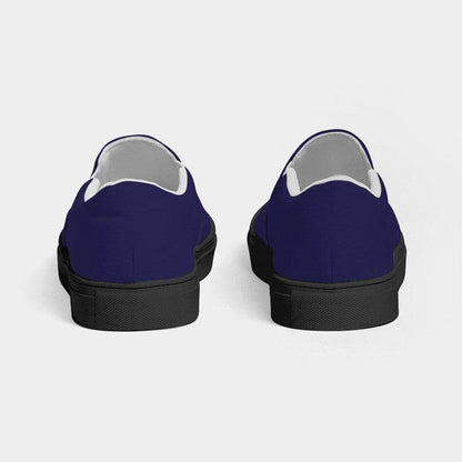Dark Muted Indigo Women's Slip-On Canvas Sneakers (PUI2-MU-DA) - Back