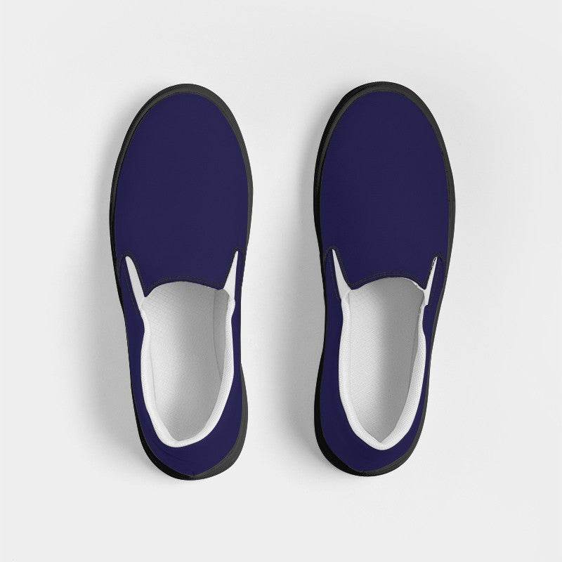 Dark Muted Indigo Women's Slip-On Canvas Sneakers (PUI2-MU-DA) - Top