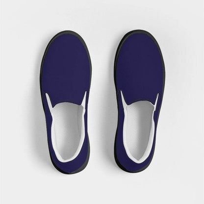 Dark Muted Indigo Women's Slip-On Canvas Sneakers (PUI2-MU-DA) - Top