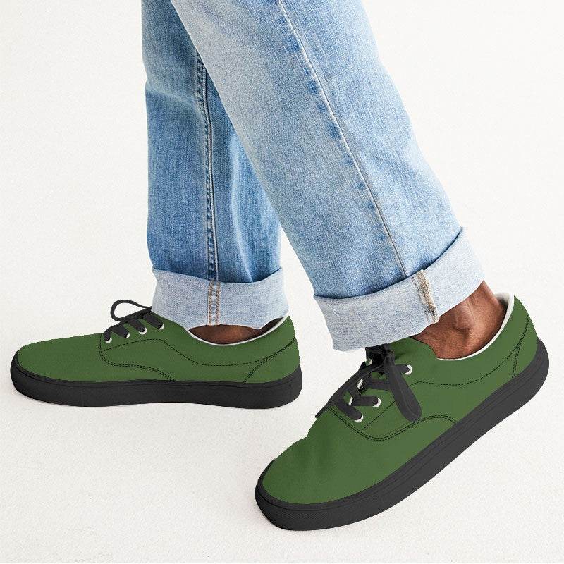 Dark Muted Lime Men's Canvas Sneakers (GL2-MU-DA) - Man CloseUp