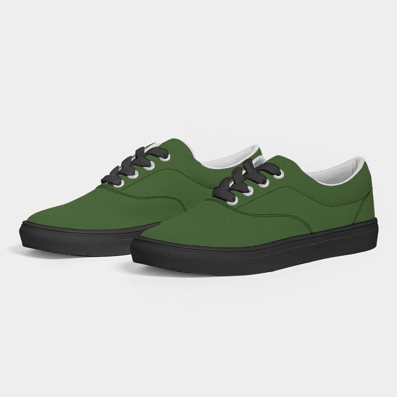 Dark Muted Lime Men's Canvas Sneakers (GL2-MU-DA) - Side 3