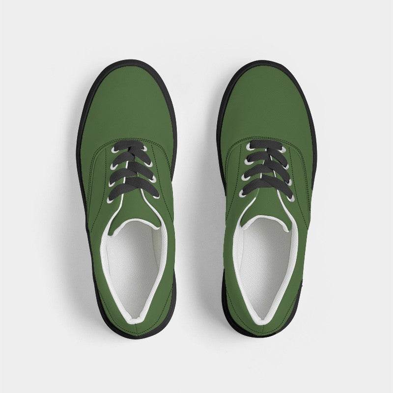Dark Muted Lime Men's Canvas Sneakers (GL2-MU-DA) - Top
