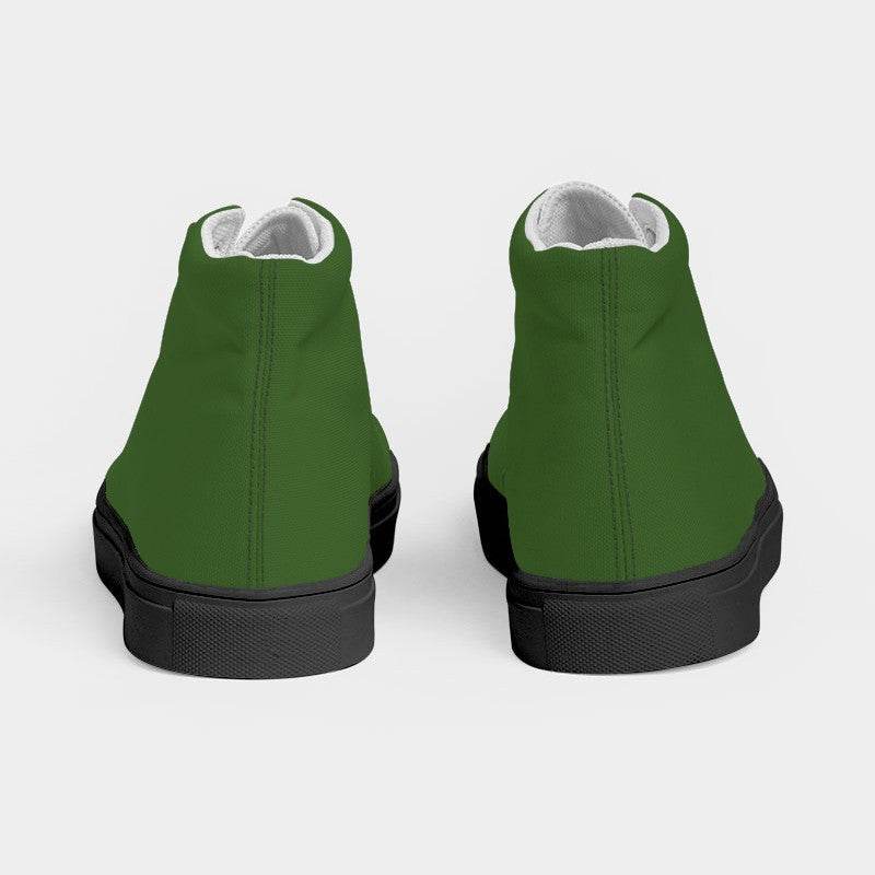 Dark Muted Lime Women's High-Top Canvas Sneakers (GL2-MU-DA) - Back