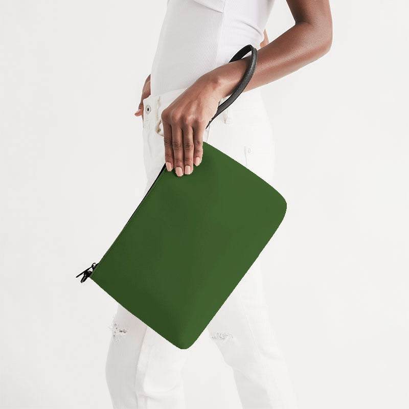 Dark Muted Lime Zip Pouch (GL2-MU-DA) - Side Holding