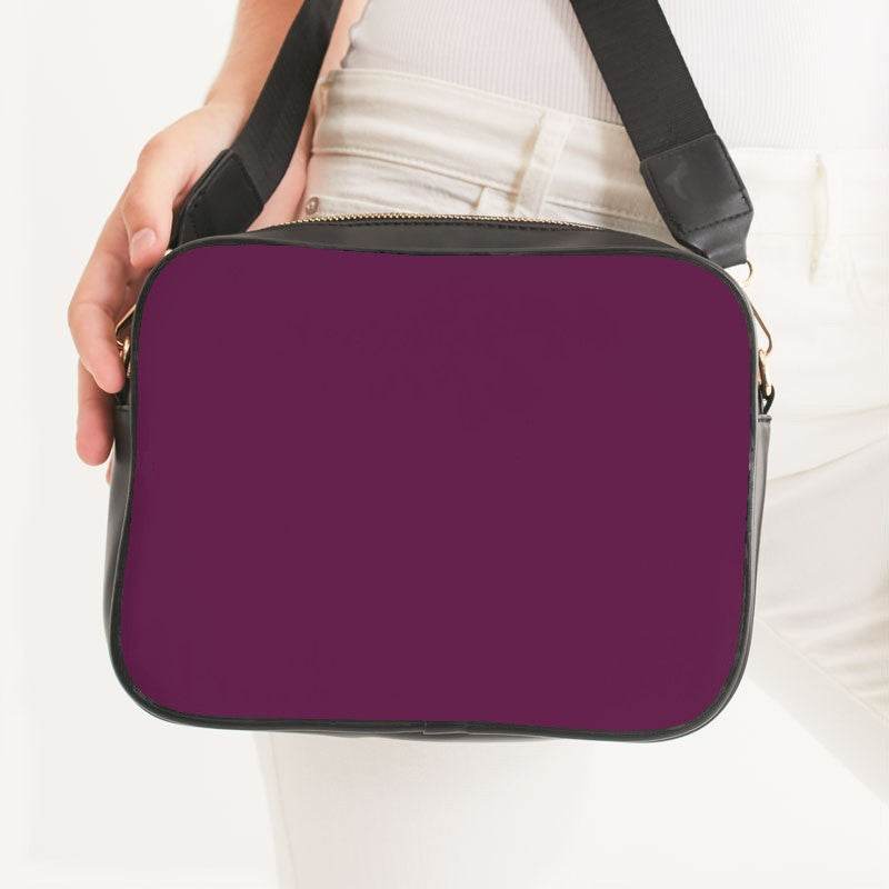Dark Muted Magenta Crossbody Bag (PIM2-MU-DA) - Woman Front CloseUp