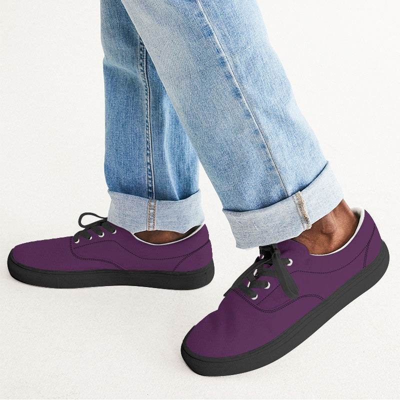 Dark Muted Magenta Men's Canvas Sneakers (M-MU-DA) - Man CloseUp