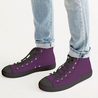 Dark Muted Magenta Men's High-Top Canvas Sneakers (M-MU-DA) - Man CloseUp
