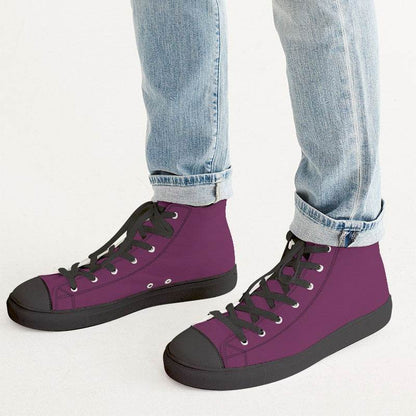 Dark Muted Magenta Men's High-Top Canvas Sneakers (PIM2-MU-DA) - Man CloseUp