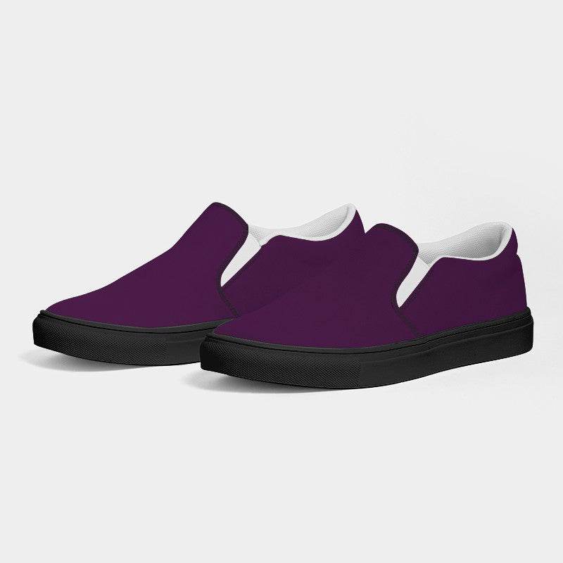 Dark Muted Magenta Men's Slip-On Canvas Sneakers (M-MU-DA) - Side 3
