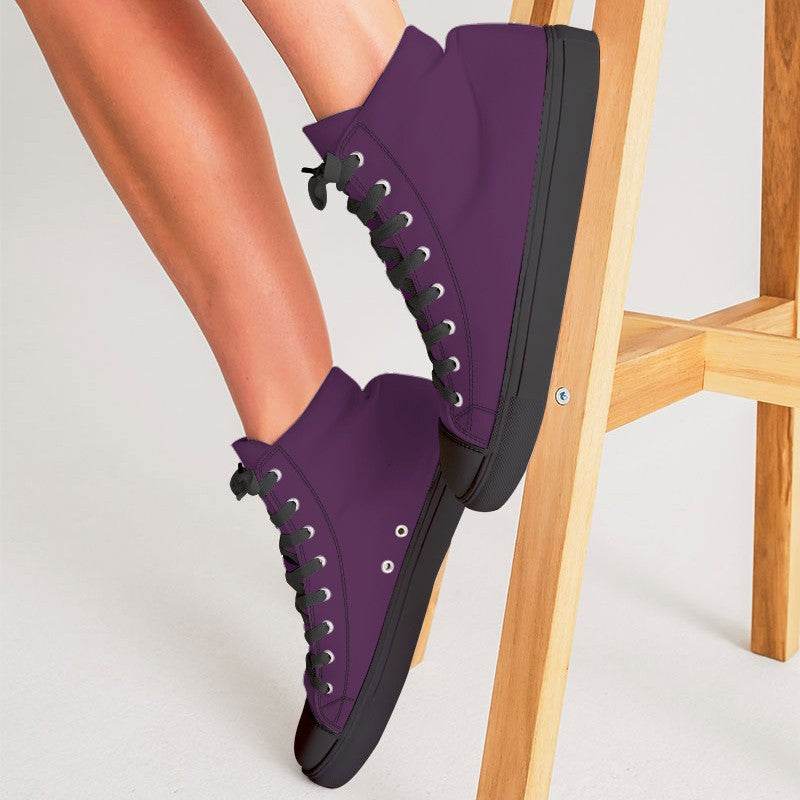 Dark Muted Magenta Women's High-Top Canvas Sneakers (M-MU-DA) - Woman CloseUp