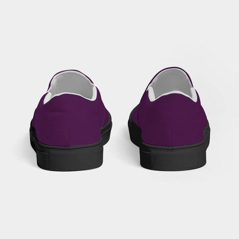 Dark Muted Magenta Women's Slip-On Canvas Sneakers (M-MU-DA) - Back