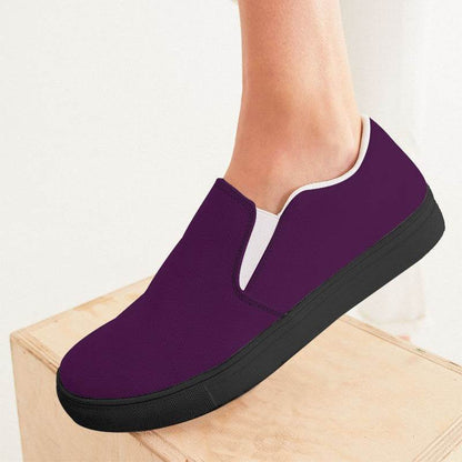Dark Muted Magenta Women's Slip-On Canvas Sneakers (M-MU-DA) - Woman CloseUp