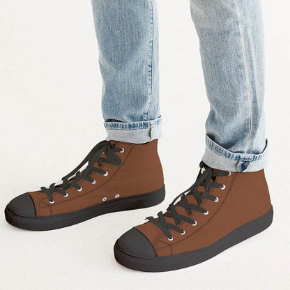Dark Muted Orange Men's High-Top Canvas Sneakers (OR2-MU-DA) - Man CloseUp