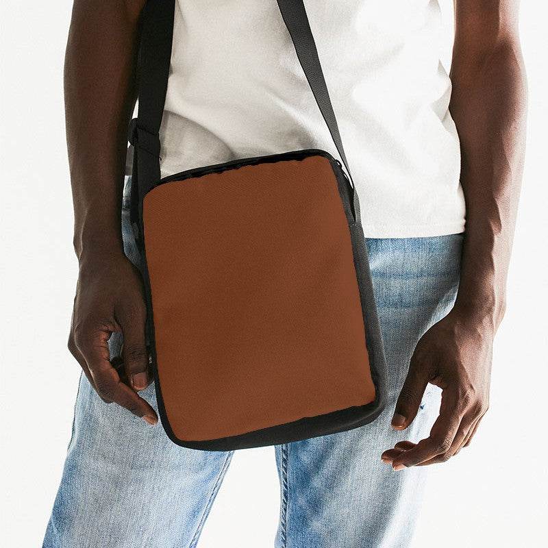 Dark Muted Orange Messenger Pouch (OR2-MU-DA) - Man Front CloseUp