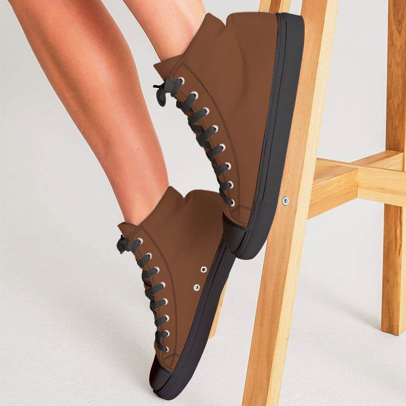 Dark Muted Orange Women's High-Top Canvas Sneakers (OR2-MU-DA) - Woman CloseUp