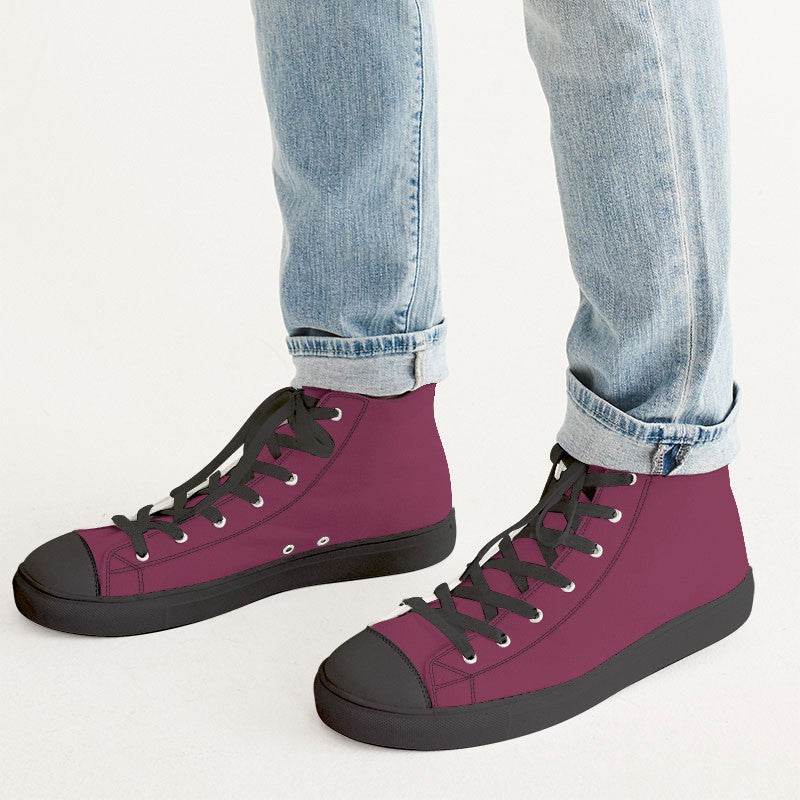 Dark Muted Pink Men's High-Top Canvas Sneakers (PI-MU-DA) - Man CloseUp