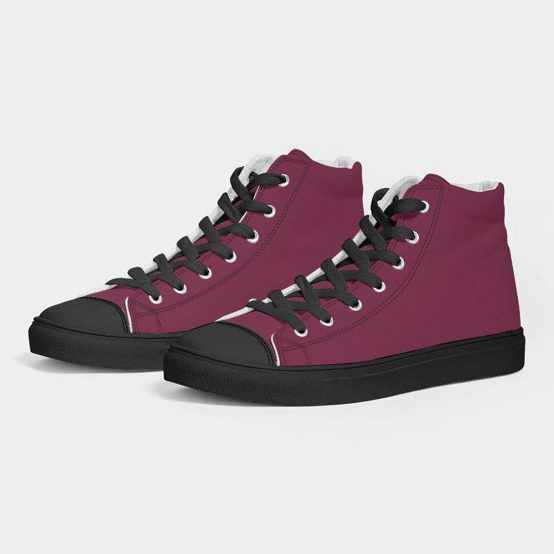 Dark Muted Pink Women's High-Top Canvas Sneakers (PI-MU-DA) - Side 3