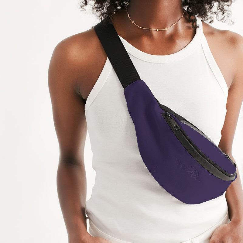 Dark Muted Purple Belt Bag (PU-MU-DA) - Woman Front CloseUp