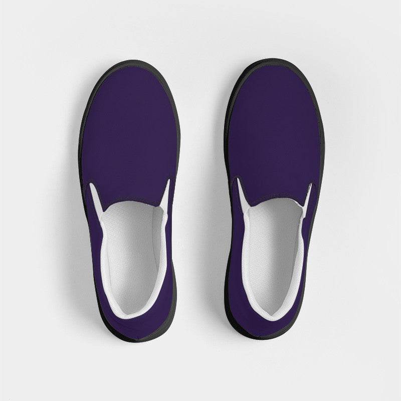 Dark Muted Purple Men's Slip-On Canvas Sneakers (PU-MU-DA) - Top