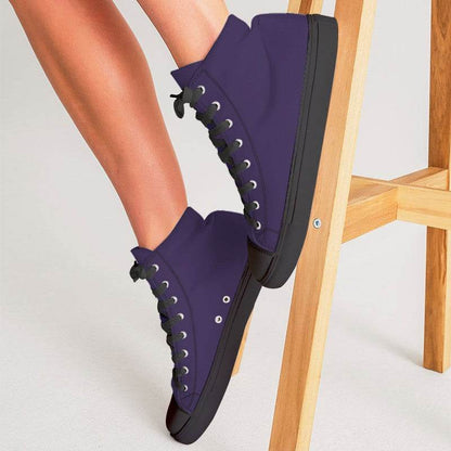 Dark Muted Purple Women's High-Top Canvas Sneakers (PU-MU-DA) - Woman CloseUp