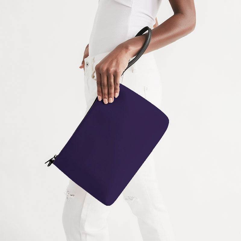 Dark Muted Purple Zip Pouch (PU-MU-DA) - Side Holding