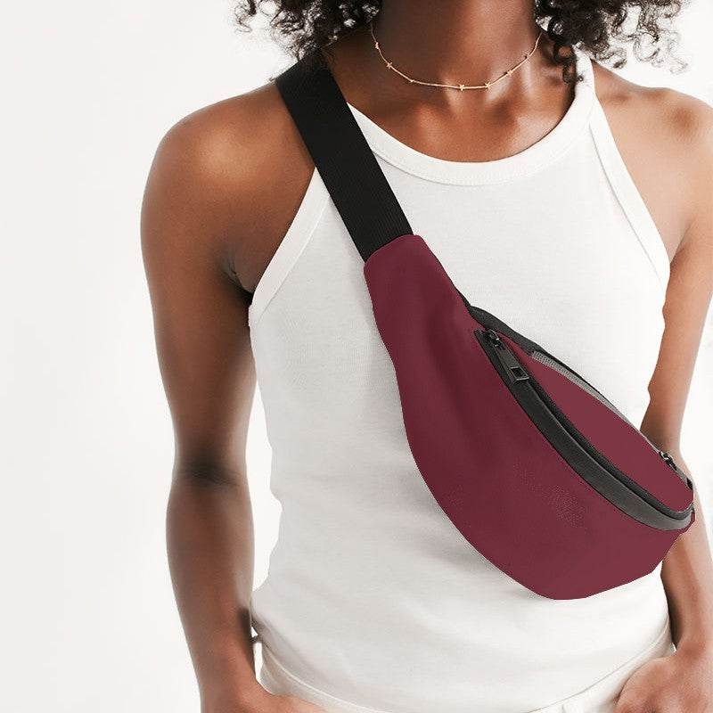 Dark Muted Red Belt Bag (RPI2-MU-DA) - Woman Front CloseUp