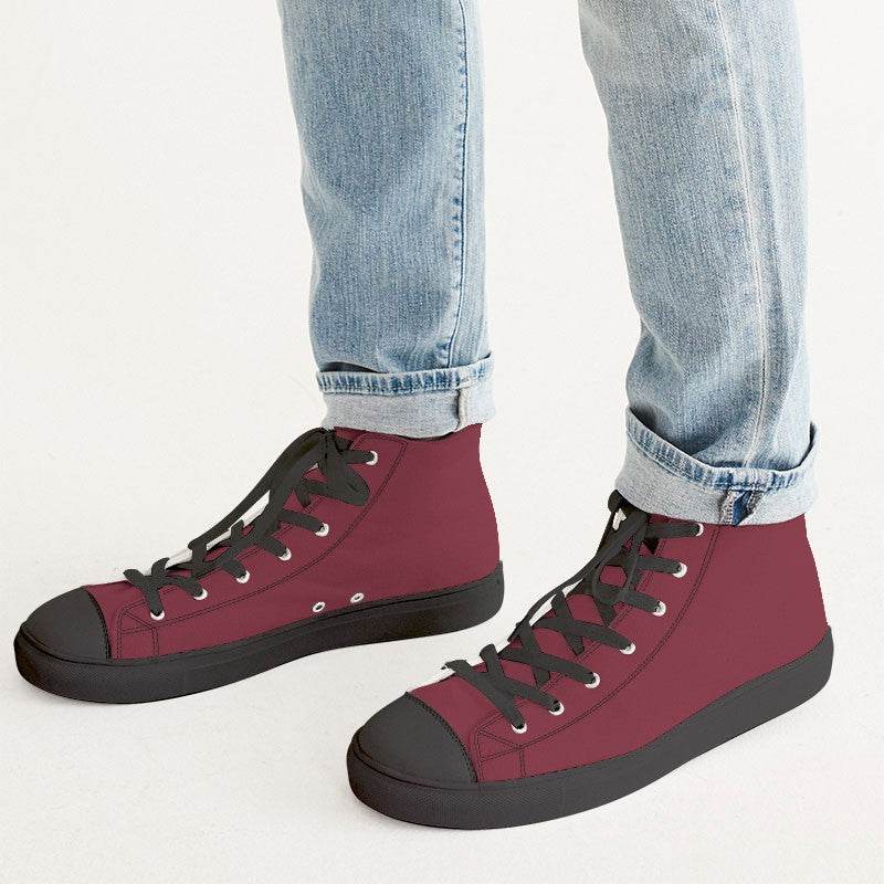 Dark Muted Red Men's High-Top Canvas Sneakers (RPI2-MU-DA) - Man CloseUp