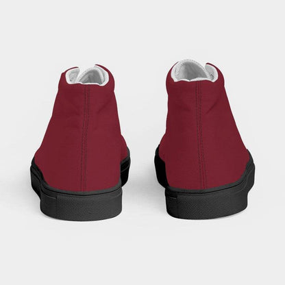 Dark Muted Red Women's High-Top Canvas Sneakers (RPI2-MU-DA) - Back