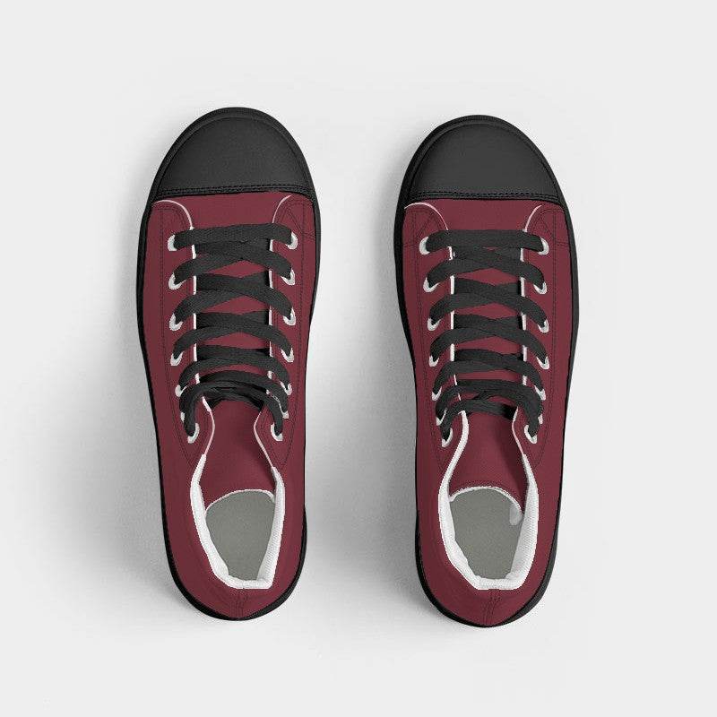 Dark Muted Red Women's High-Top Canvas Sneakers (RPI2-MU-DA) - Top