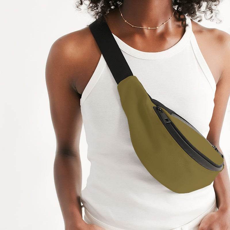 Dark Muted Yellow Belt Bag (Y-MU-DA) - Woman Front CloseUp