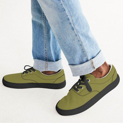 Dark Muted Yellow Men's Canvas Sneakers (LY2-MU-DA) - Man CloseUp