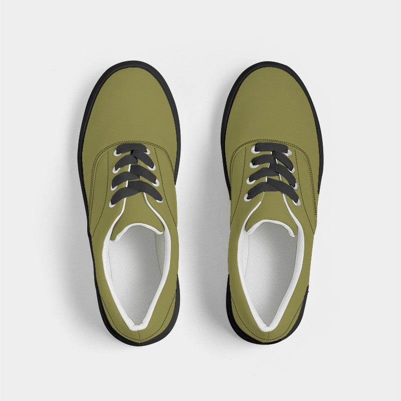 Dark Muted Yellow Men's Canvas Sneakers (LY2-MU-DA) - Top