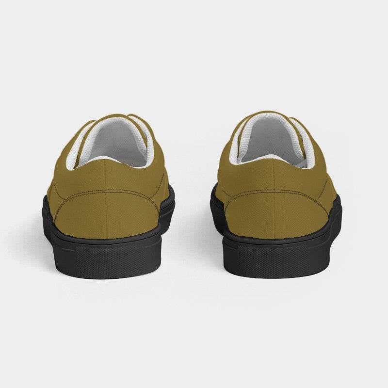 Dark Muted Yellow Men's Canvas Sneakers (Y-MU-DA) - Back