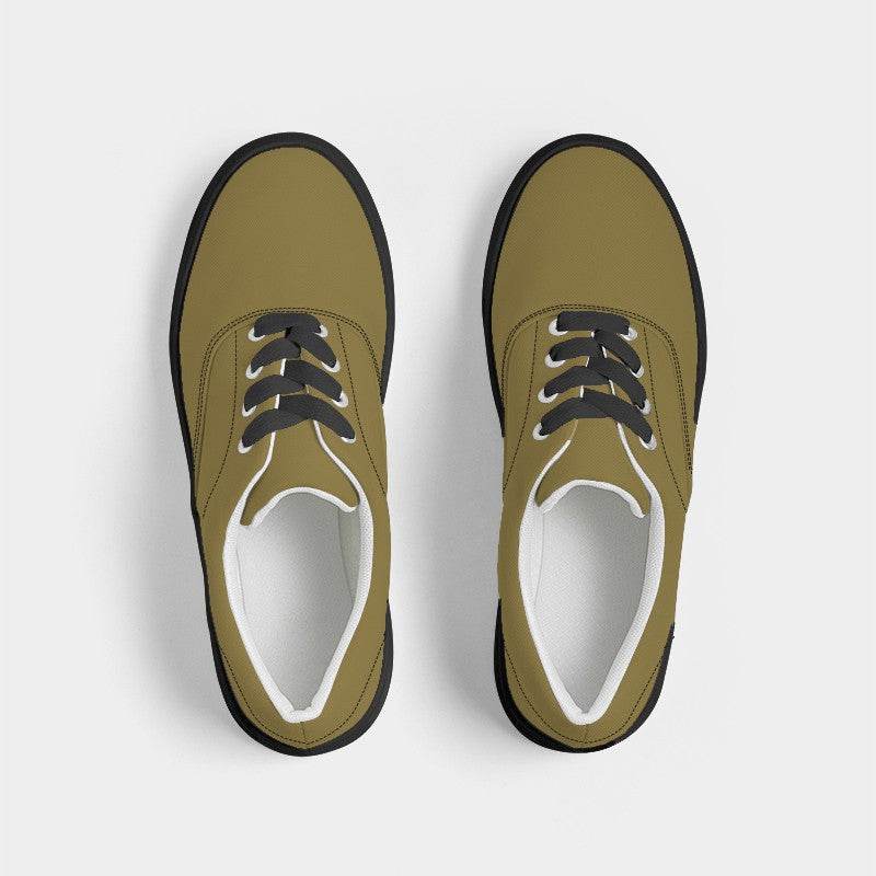 Dark Muted Yellow Men's Canvas Sneakers (Y-MU-DA) - Top