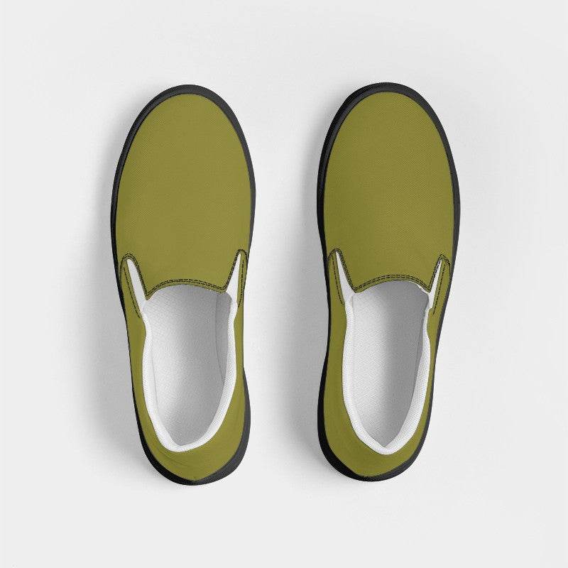 Dark Muted Yellow Men's Slip-On Canvas Sneakers (LY2-MU-DA) - Top