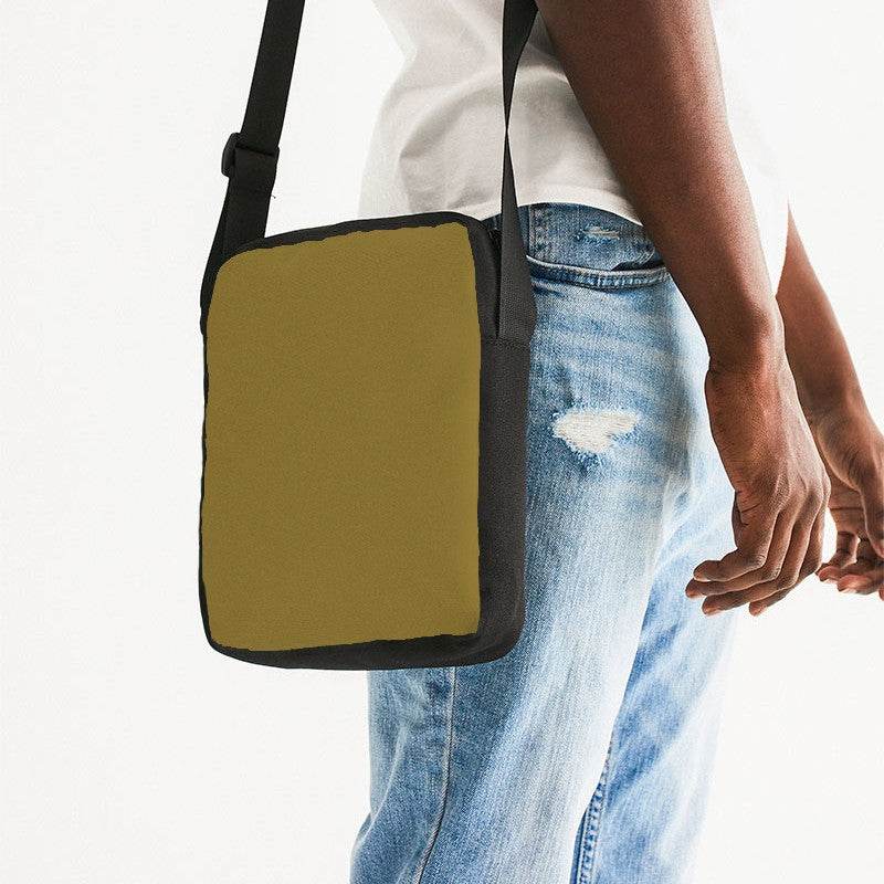 Dark Muted Yellow Messenger Pouch (Y-MU-DA) - Man Side CloseUp
